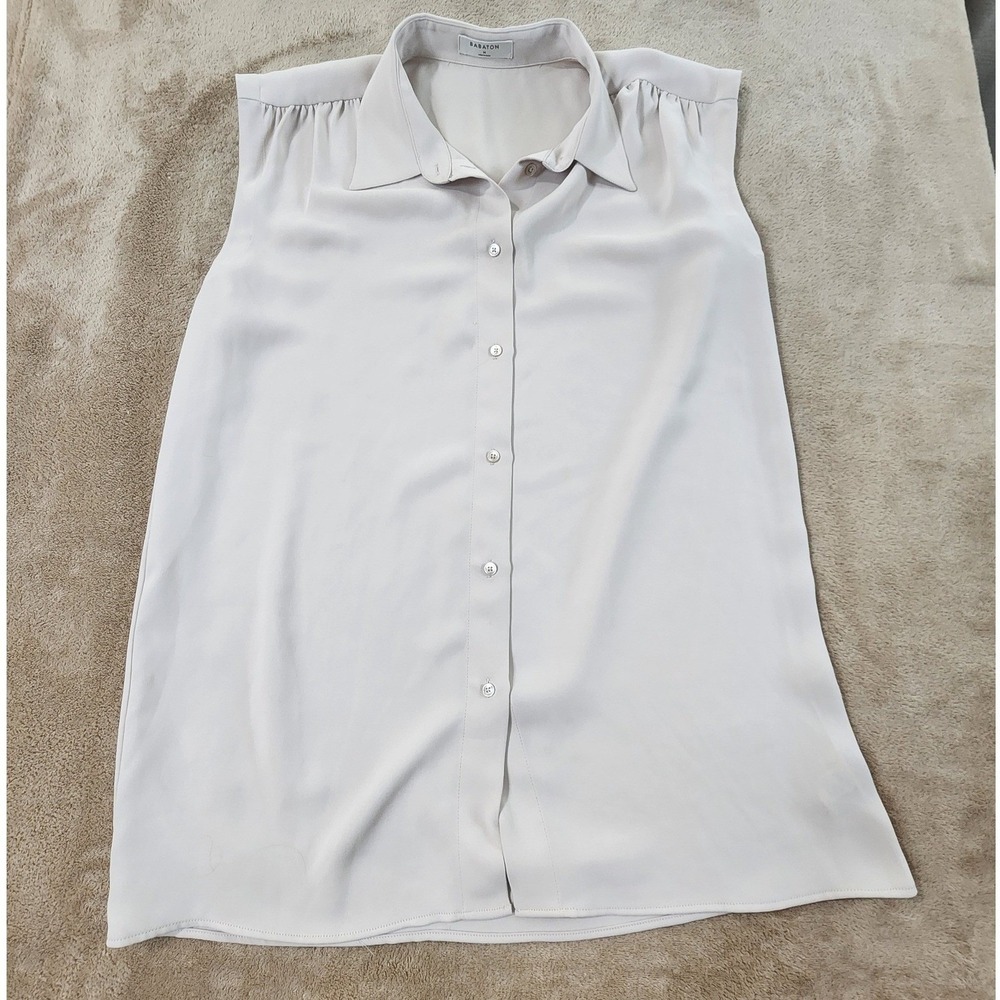 Aritzia Babaton Sleeveless Shirt woman medium white‎ cream polyester EUC